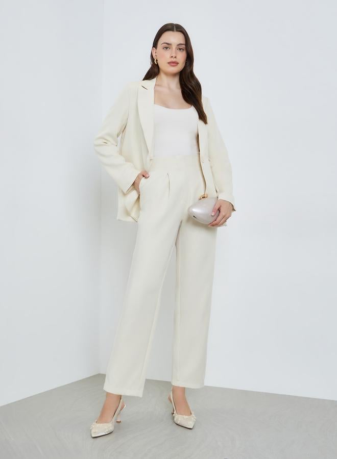 Styli Women Cream Wide Leg Trousers - Image 4